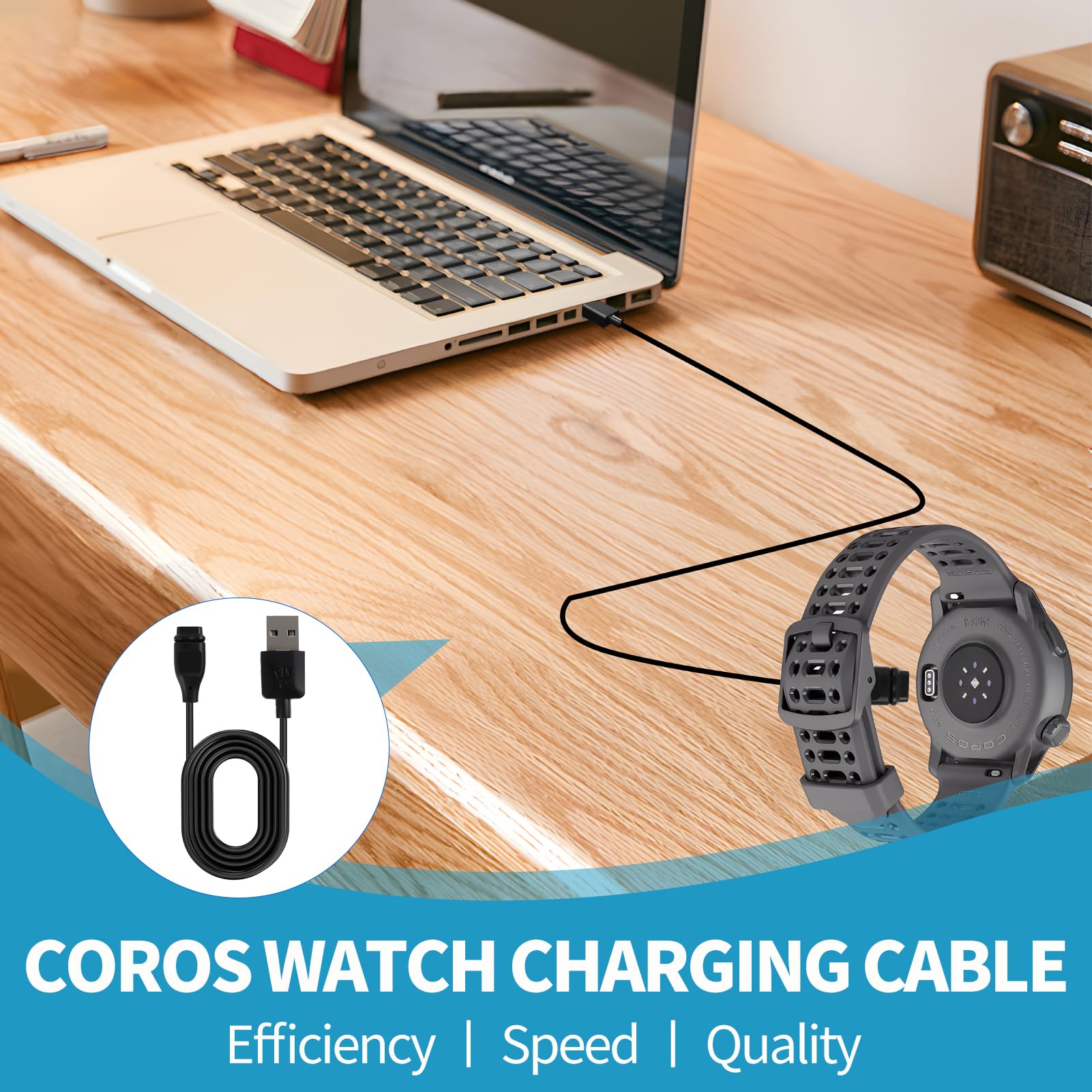 Cavo USB Per Orologi COROS – Compatibile Con Pace 2, Pace 3, Apex 2, Vertix, Vertix 2, 1 Metro - 2