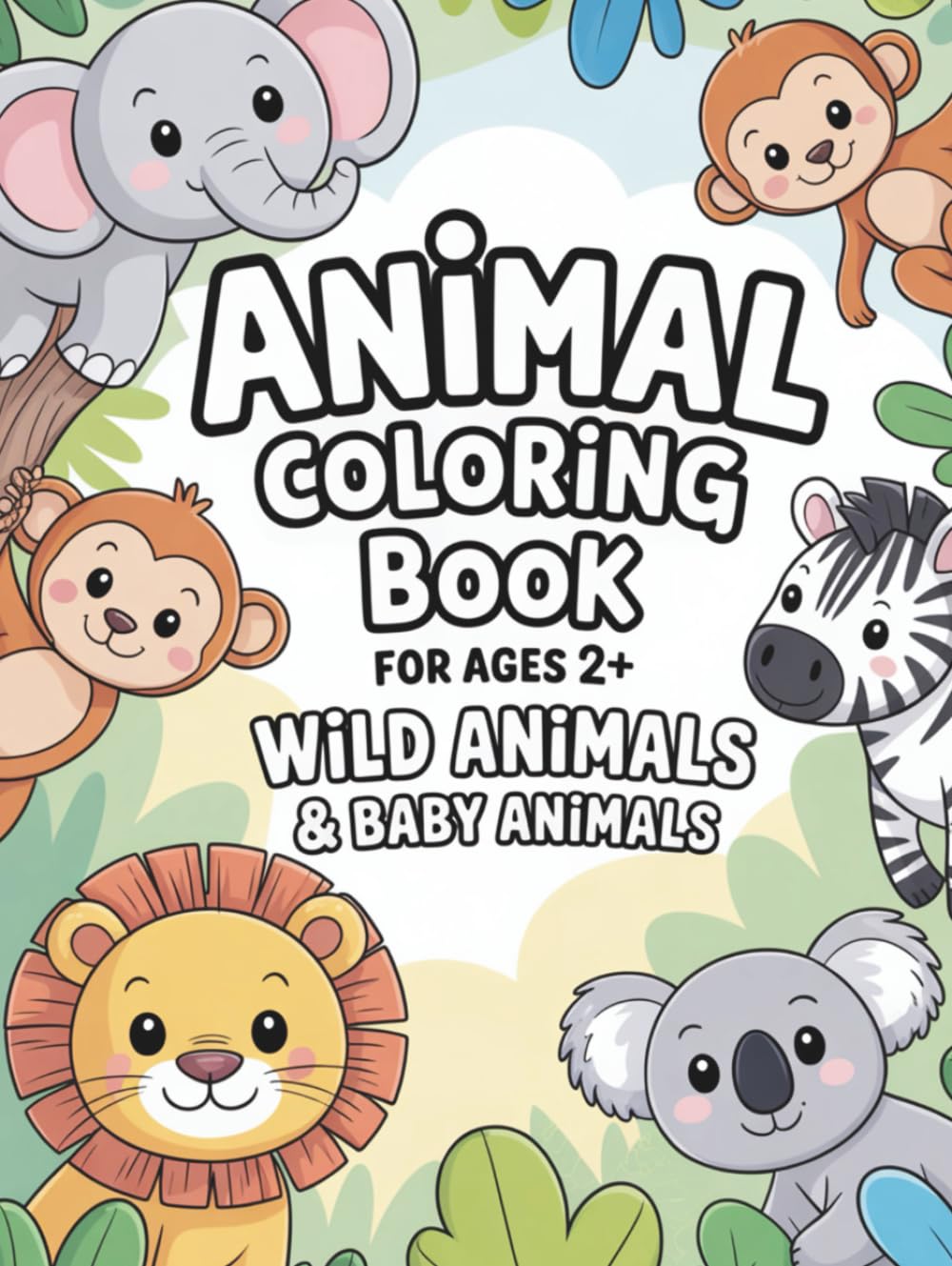 Animal coloring book for ages 2 and up - wild animals: Animal children to color, doodle and discover
