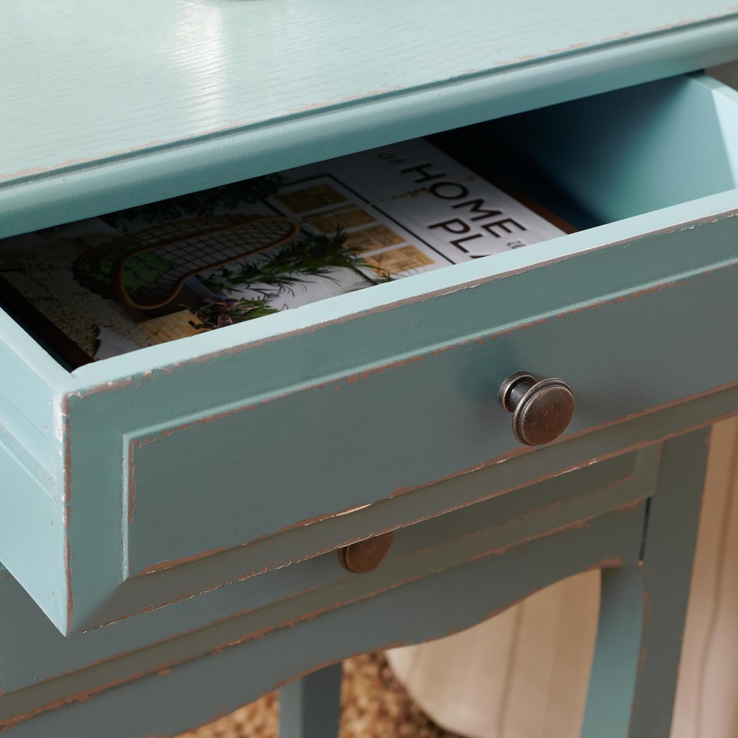 SAFAVIEH Furniture - Lori 2-Drawer End Table - Pale Blue & White Smoke - Solid Wood - Farmhouse Classic Design - Ideal for Living Room, Entryway, 18.1"W x 13"D x 26.8"H - Fully Assembled (AMH6576F)