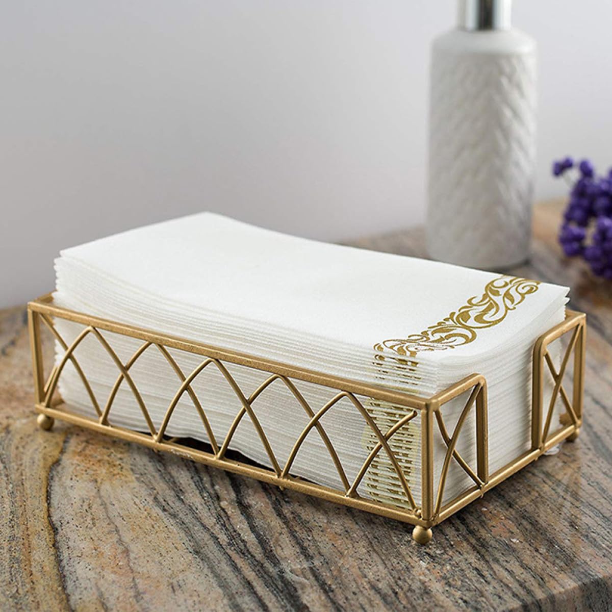 DECHOUS 100 Goldene Einweg Servietten aus Papier 40 X 30cm Gefaltet Elegant und Luxuriös für Hochzeit Party und Hotelgebrauch