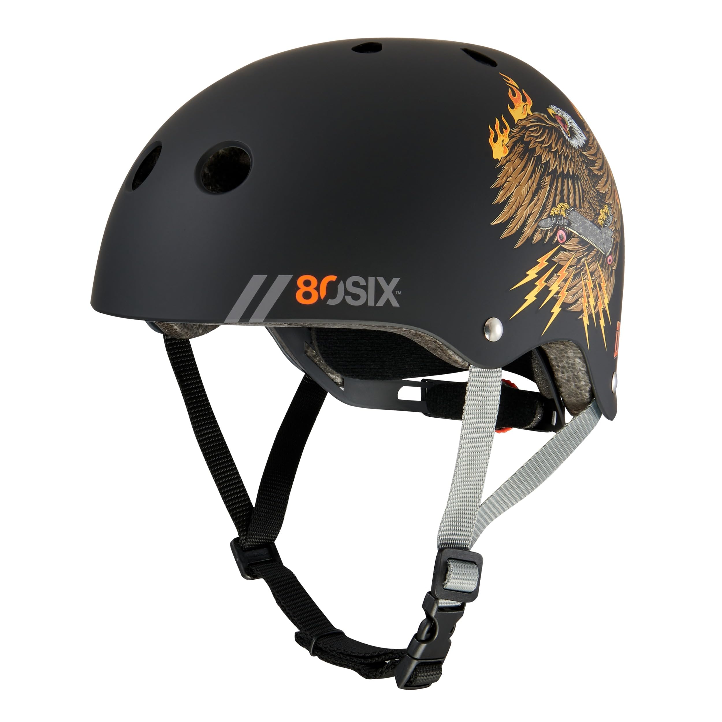80SIX Multi-Sport Skateboard Helmet for Kids Teens&Adults-Certified Hardshell Protective Scooter&Bike Helmet with Fit Dial for Bike,Skateboard,BMX&Inline Skate,Greg Lutzka Signature Edition,M/L