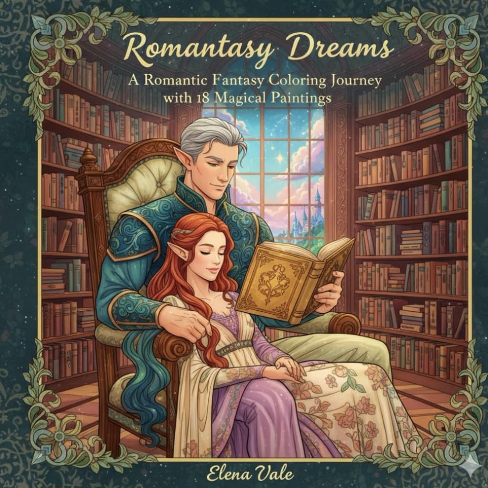 Romantasy Dreams: A Romantic Fantasy Coloring Journey with 18 Magical Paintings