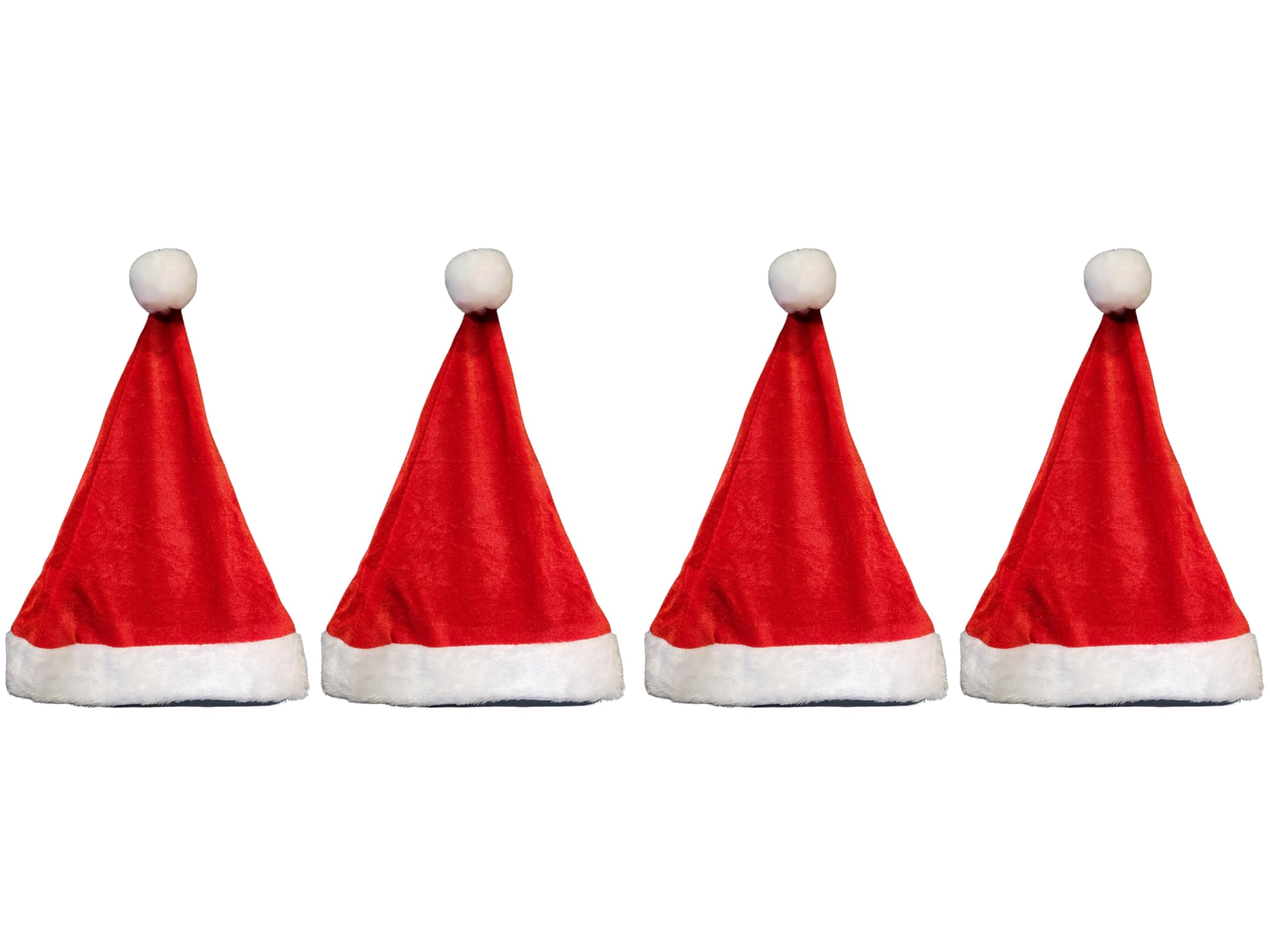 Christmas Santa Claus Hat, Festive Party Supplies, Single, Two or Four Pack (4)