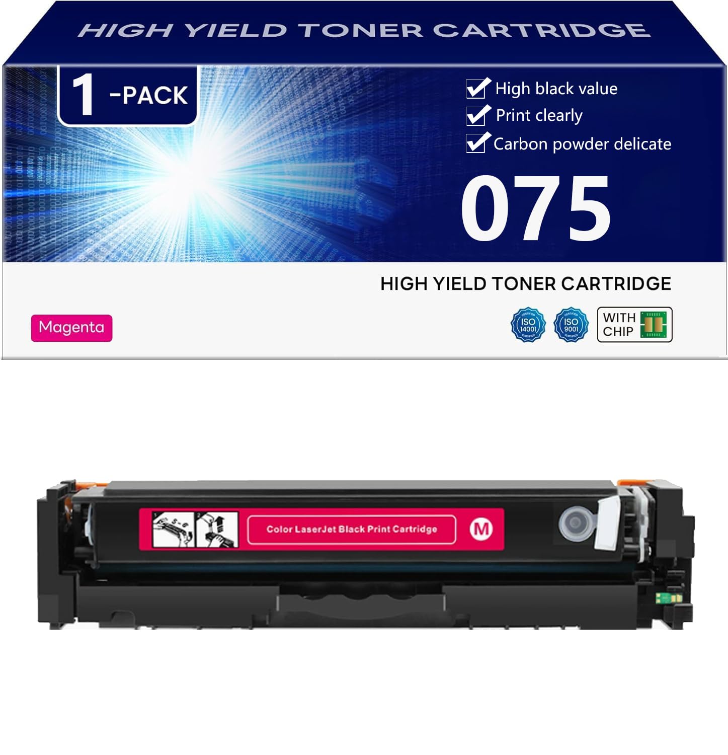 Cartuccia Toner ad alta Capacità 075 Ricambio Toner per Canon i-Sensys MF664Cdw MF667Cdw LBP646Cdw LBP647Cdw MF664Cdw MF667 Cdw Stampanti, Recupero Fino a 1400 Pagine, Stampe Nere Nitide,Magenta-1 pac