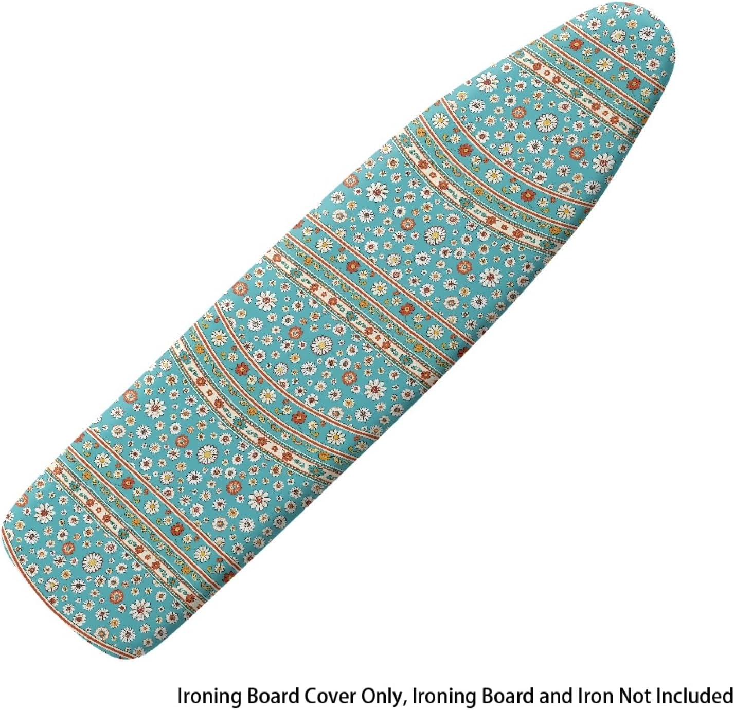 Flowers Ironing Board Cover,16"x55" Standard Ironing Board Cover with Elastic Edge and Hook and Loop Fasteners, Scorch & Stain Resistant, Polyester Home Ironing Board Covers, Bright Floral