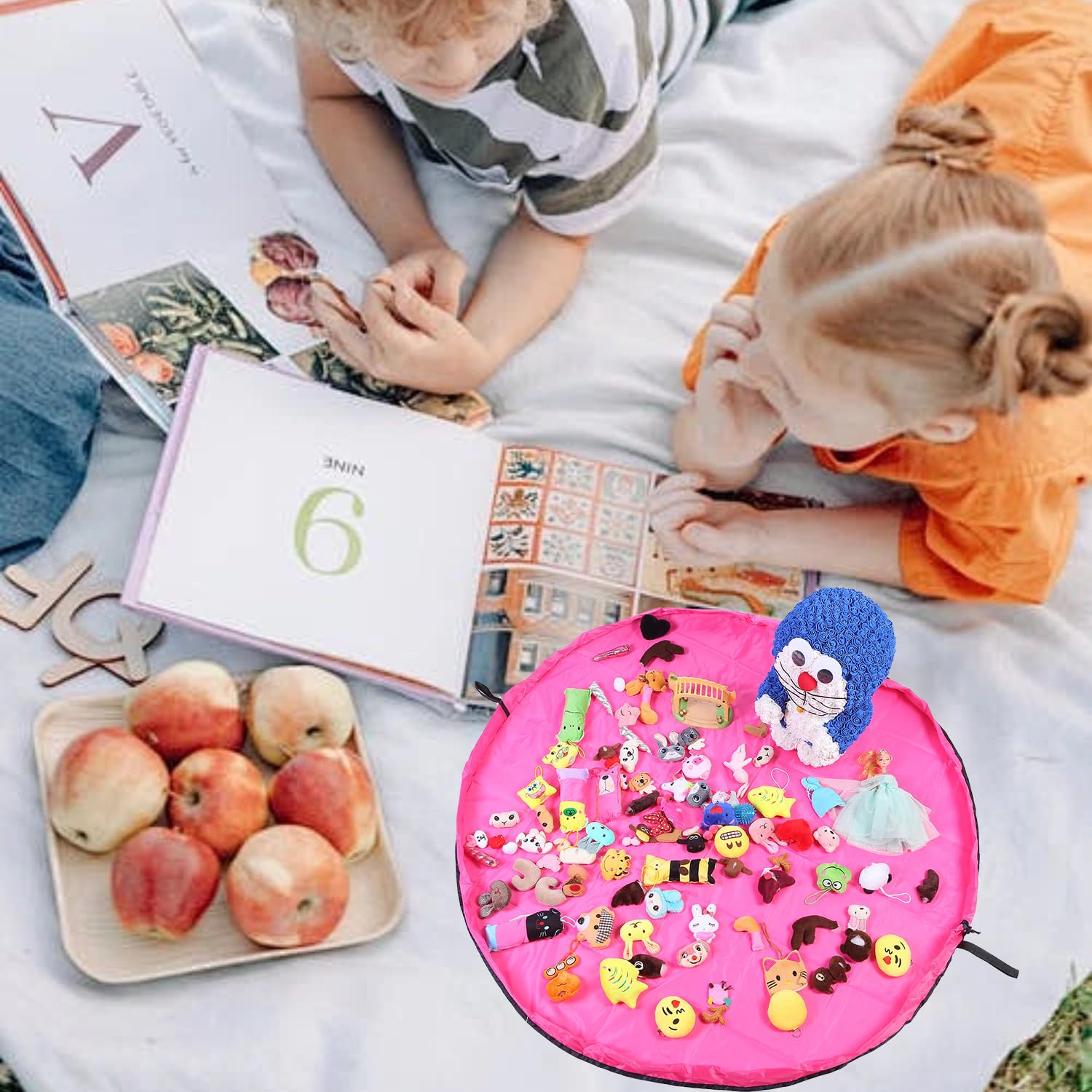 HAICN 2Pcs Toy Organizer Bag Toy Storage Basket Toy Drawstring Bag Toy Storage Container Foldable Kids Storage Toys Organizer for Building Blocks Toys - Image 4
