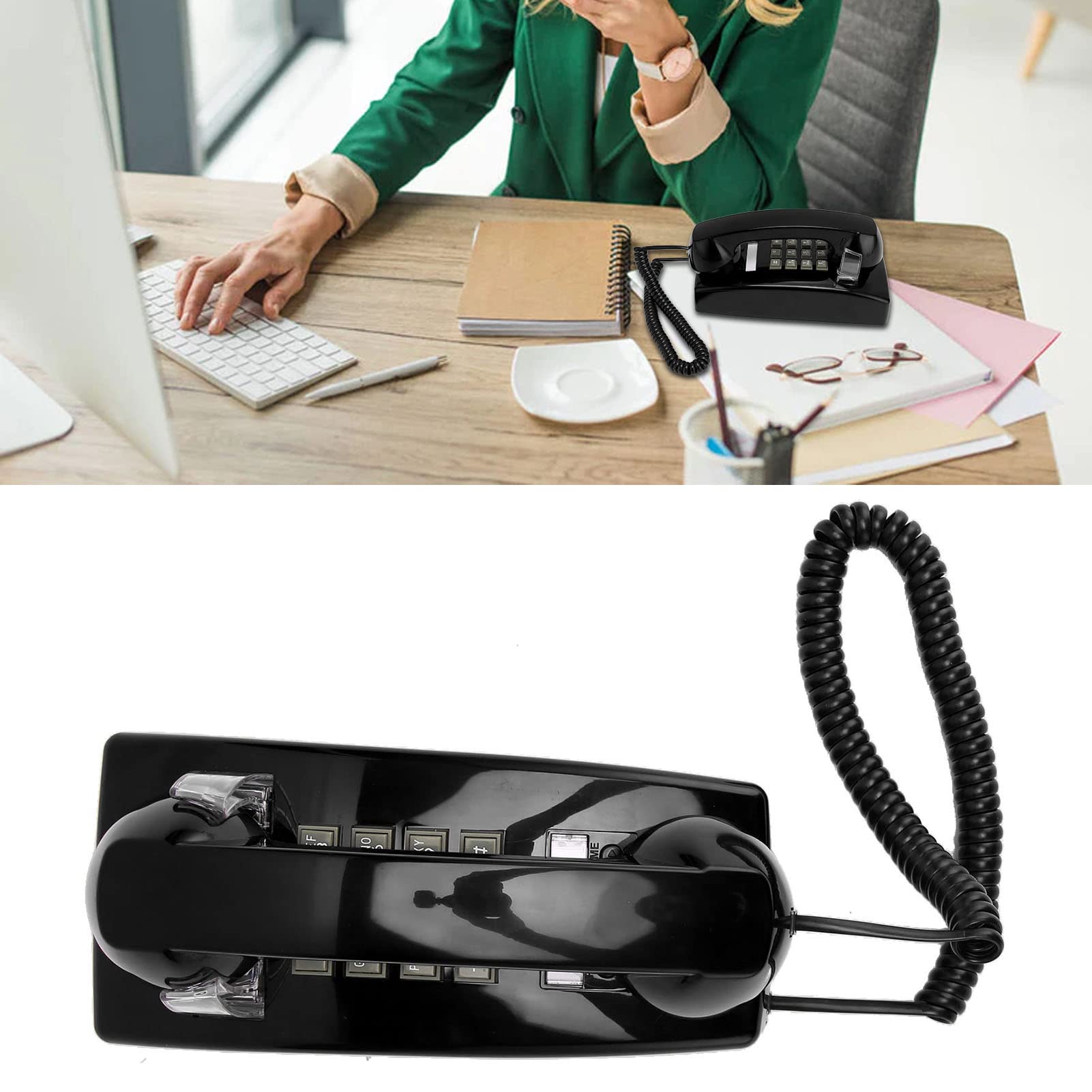 Telefono da Parete retrò per Linea Fissa, Telefono Classico con Filo Montato a Parete con suoneria Forte e Controllo del Volume del Ricevitore, telefoni con Filo per Anziani e Non udenti