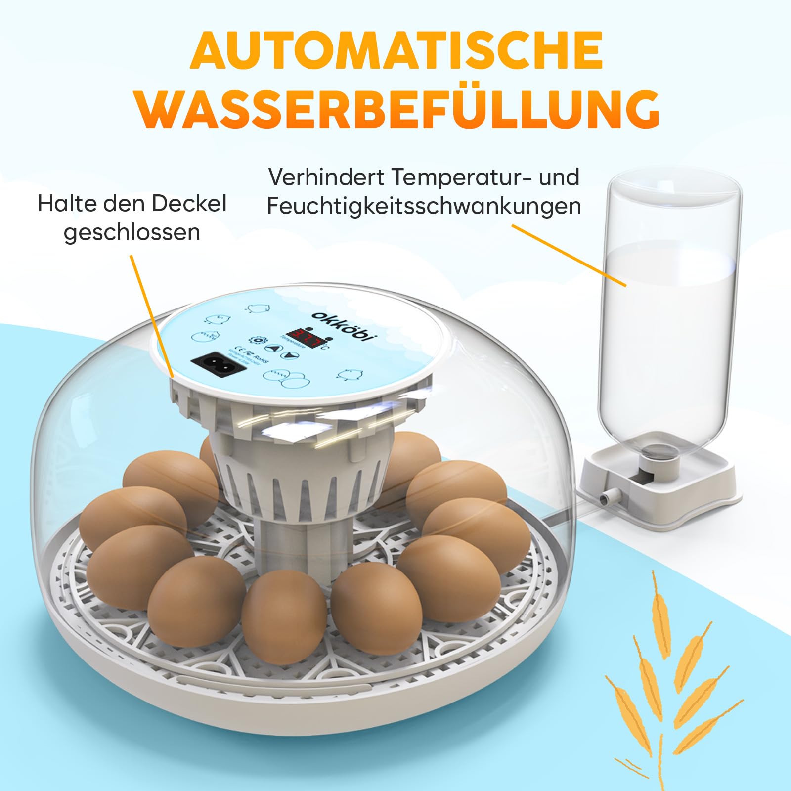 M12 Brutkasten mit Wendefunktion und Feuchtigkeitskontrolle für Eier