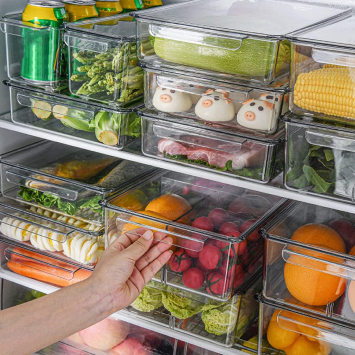 PRETYZOOM Bread Vegetable Storage Box Lid Food Storage Boxes Fruit Container Refrigerator