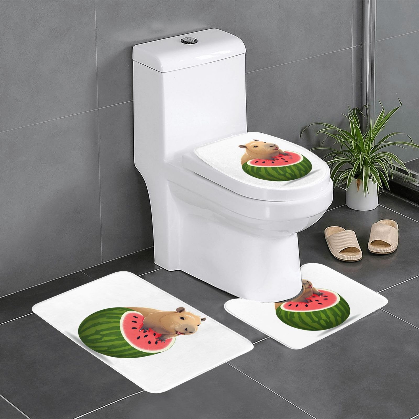 Tapis de bain capybara antidérapants : lot de 3 pour une salle de bain moderne et sécurisée