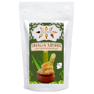 Millet Mania Dhaga Mishri - Original Khandsari Sugar Crystals – Unrefined Sulphur-Free Sweetener | Ayurvedic Digestive Crystals Made of Real Sugarcane Juice (180g)