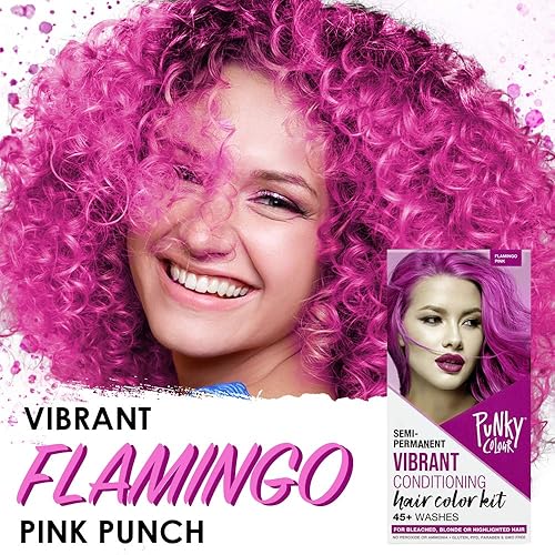 Miniatura 2 de Punky Kit de caja de color rosa flamenco para cabello decolorado, rubio o resaltado, tinte para el cabello no dañino, vegano, libre de PPD y