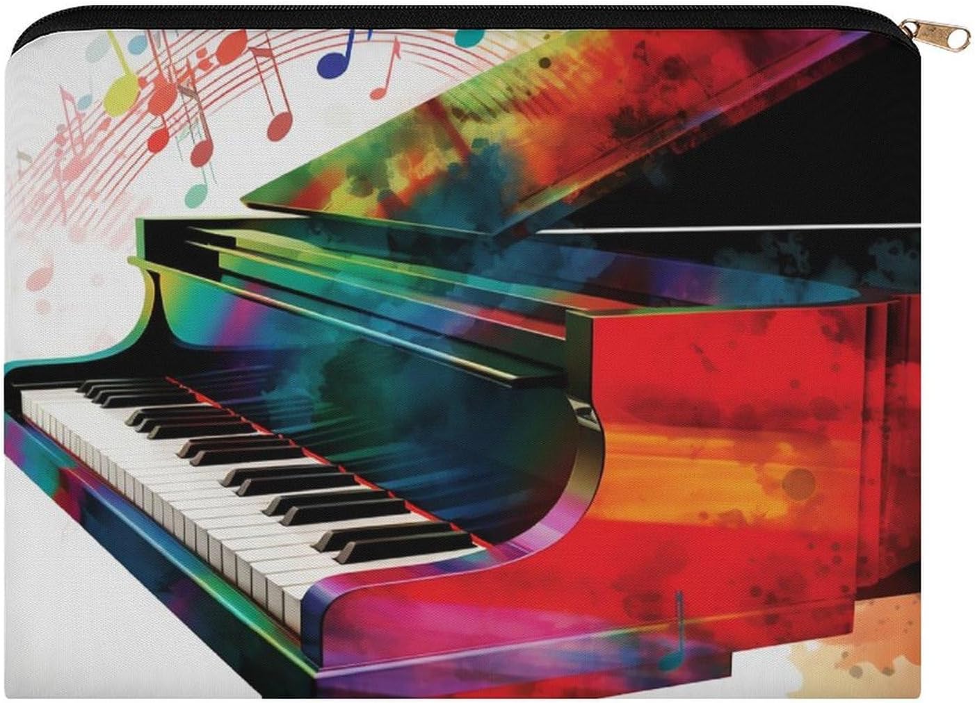 Colorful Piano Keyboard Music Polyester Cosmetic Storage Bags Are Suitable for Daily Life, Travel, And Outings.