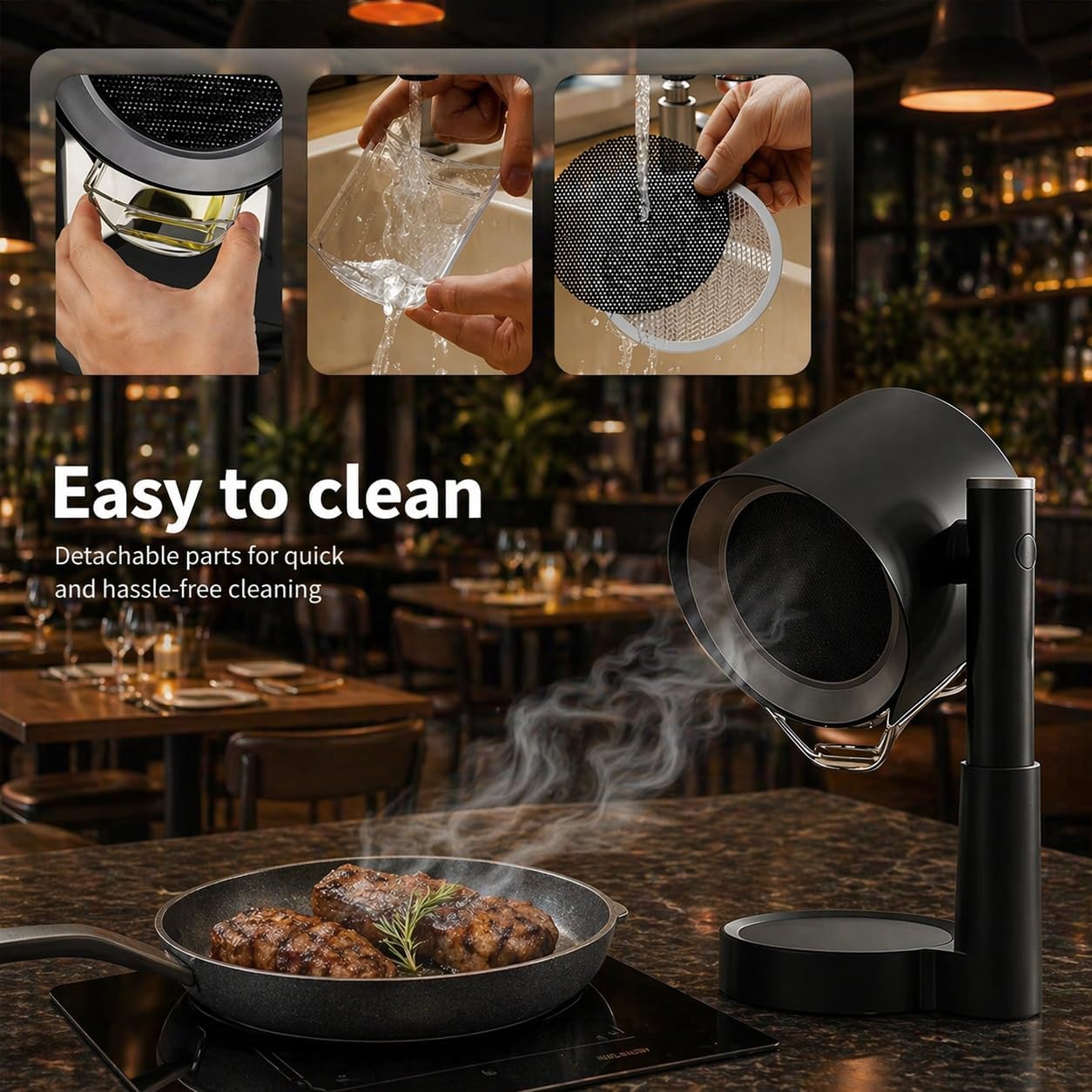 Portable Range Hood for Cooking, 3-Speed Portable Kitchen Exhaust Fan with Triple Filtration, Desktop Cooking Fan for Smoke and Oil Vapor, Portable Kitchen Hood for Indoor BBQ, RV, and Grilling
