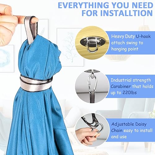 Miniatura 3 de Columpio sensorial para niños en interiores (incluye herramientas incluidas), columpio de terapia para interiores y exteriores, hamaca para niños