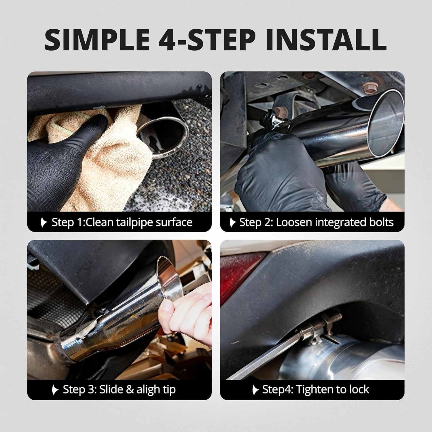 EVIL ENERGY 4" to 5" Diesel Exhaust Tip for Trucks, Universal Bolt-On, Polished Stainless Steel, 12" Length