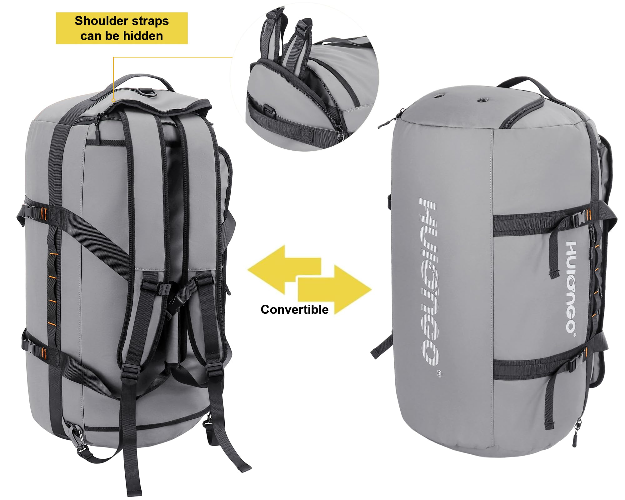 Hulongo Borsone da Viaggio Grande Zaino Sacca Sportiva 35L Borsa da Palestra Donna e Uomo con Scomparto per le Scarpe e Tracolla 3-In-1