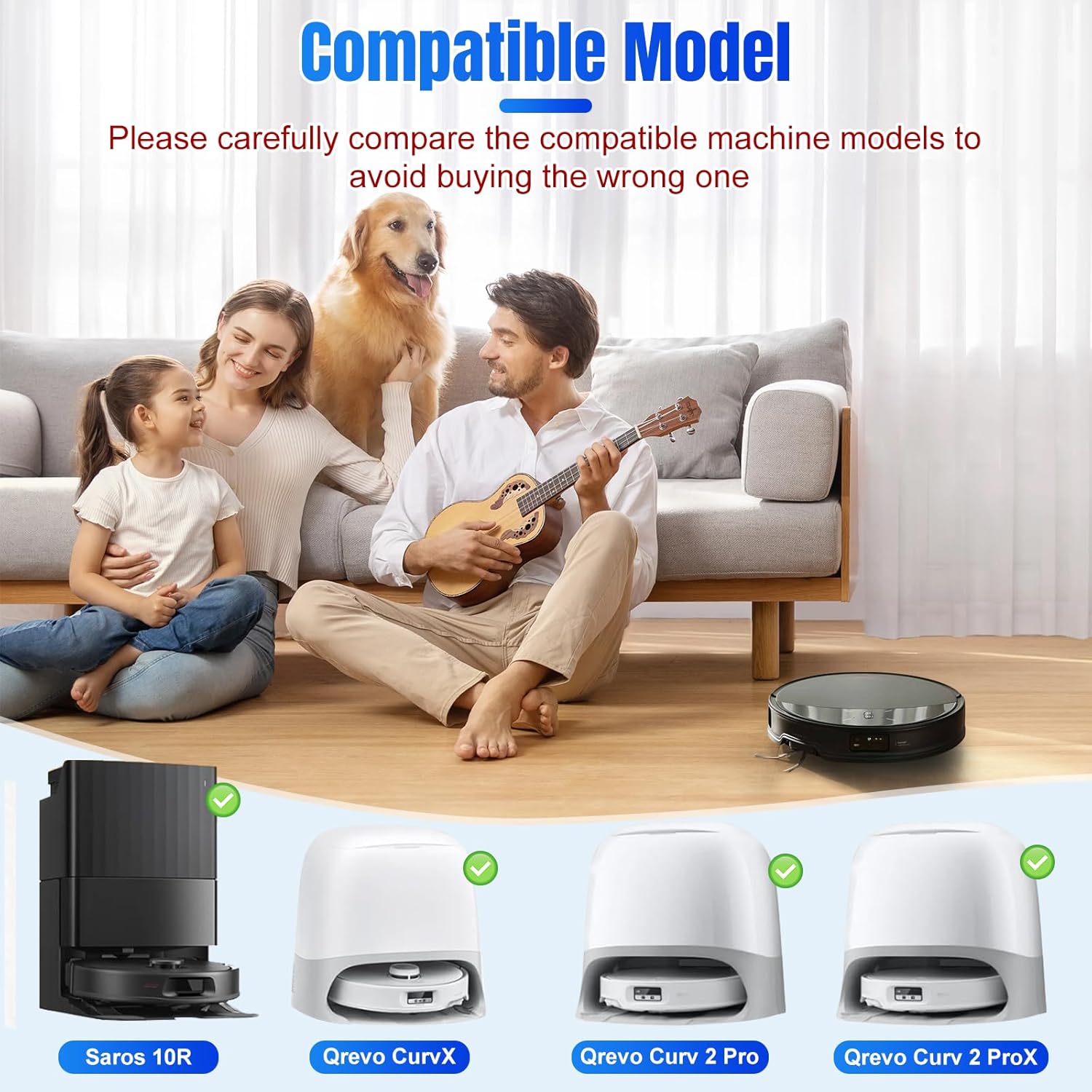 Chuancheng 18 Pcs Replacement Parts Accessories KIt for Roborock Saros 10R / G20S Ultra Vacuum Cleaner, 2 Main Brush, 4 HEPA Filter, 4 Mop Pad, 4 Dust Bag, 4 Side Brush