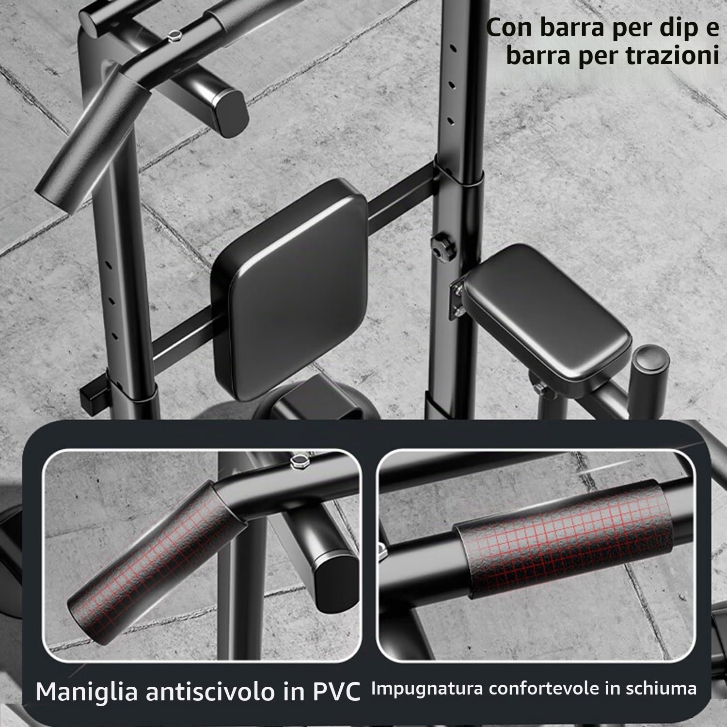 Power Tower, stazione per trazioni per l'allenamento domestico multifunzione per l'allenamento della forza con barra per trazioni e barra per dip carico massimo 660 libbre