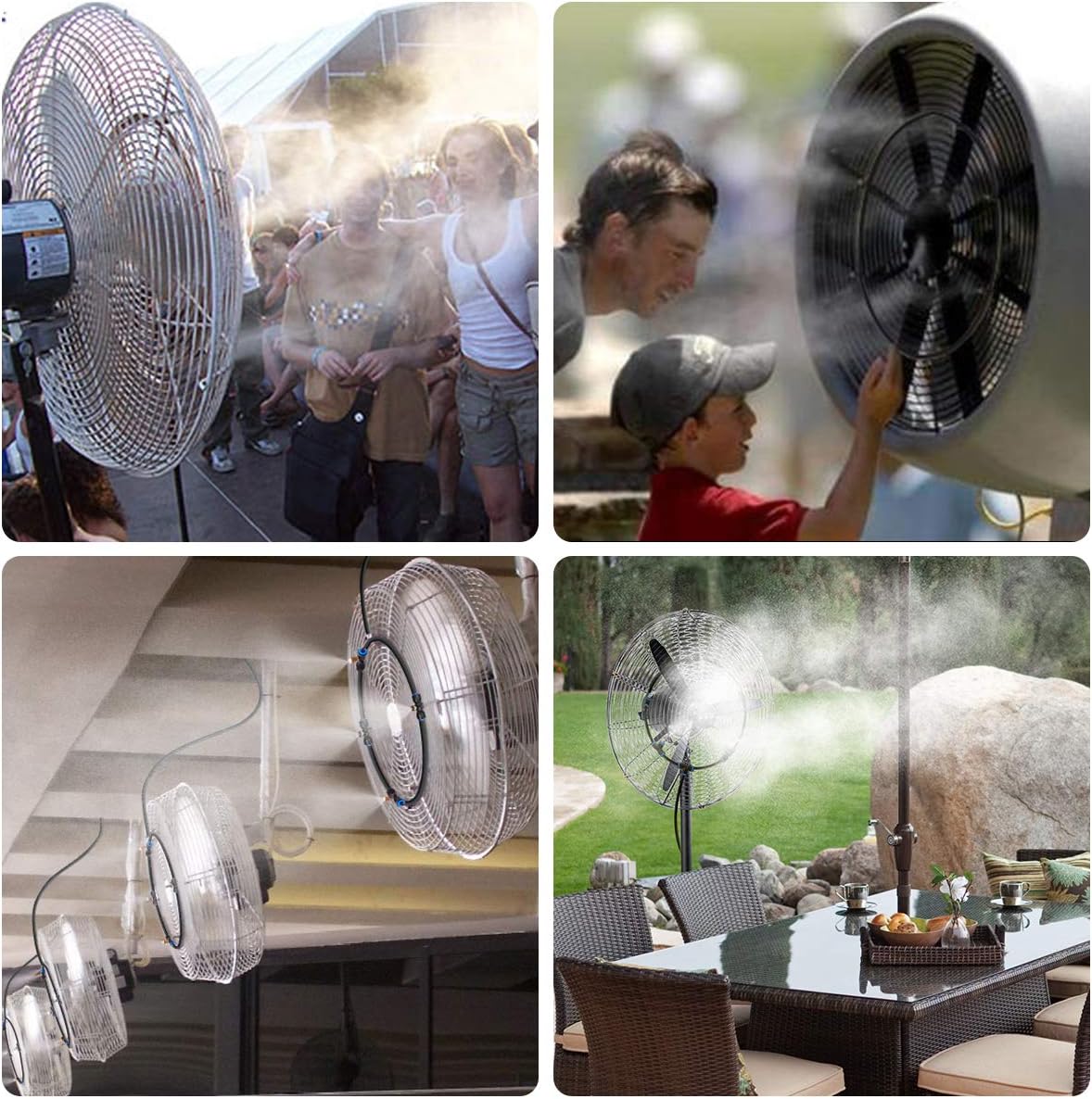homenote Fan Misting Kit for a Cool Patio Breeze 16.4FT (5M) Misting Line &5 Removable Brass Nozzle & Galvanized Solid Brass Adapter, Connects to Outdoor Fan, Fan Misters for Cooling Outdoor