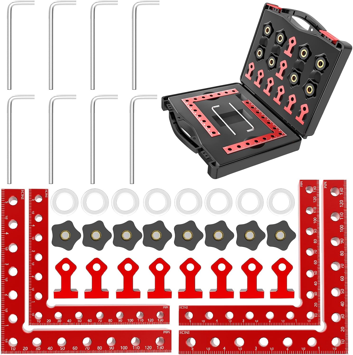 4 Pack Corner Clamps for Woodworking, 90 Degree Corner Clamp, 5.5"x 5.5" Aluminum Alloy Right Angle Clamp Woodworking Tools, Positioning Squares for Box, Cabinets, Drawer, Picture Frame