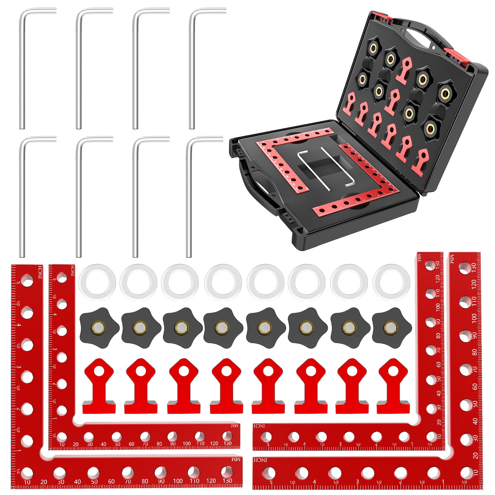 LNUNOEH 4 Pack Corner Clamps for Woodworking, 90 Degree Corner Clamp, 5.5"x 5.5" Aluminum Alloy Right Angle Clamp Woodworking Tools, Positioning