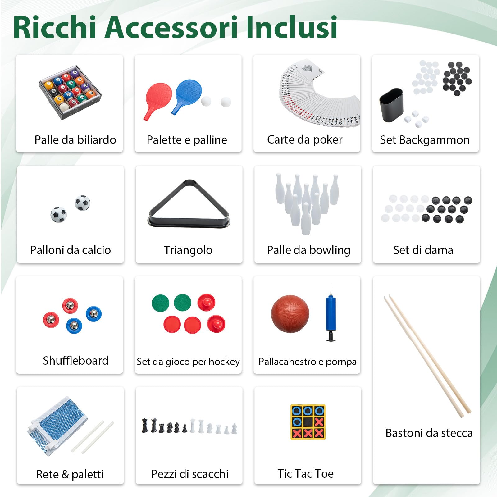 RELAX4LIFE 14 IN 1 Tavolo da Gioco Multifunzionale, Set da Tavolo Multigioco Biliardo Ping Pong Basket Calcetto Bowling Shuffleboard per Casa Ufficio Bar