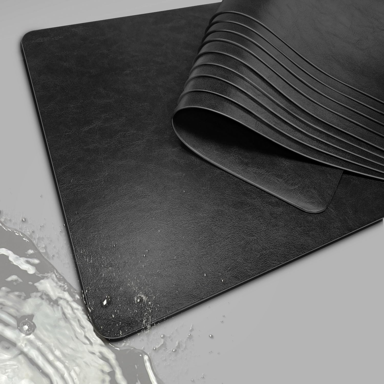 Black Placemats Set of 10, Easy Clean Faux Leather Place Mats for Table, Waterproof-Heat Resistant-Non Slip Washable Dinner Table Mats set, Large Dining Vinyl Placemats for Outdoor Garden, Rectangle