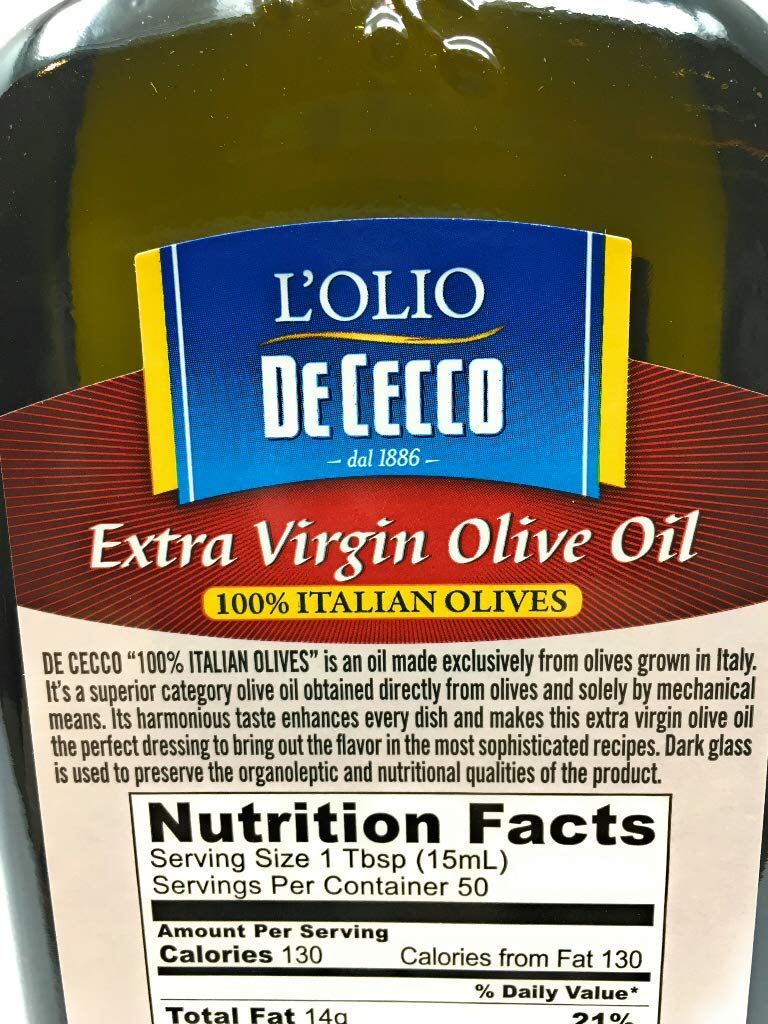 De Cecco Extra Virgin 100% Olive Oil, Made in Italy, Cold Extraction, Great for Roasting & Grilling, 25.4 Fl Oz, Pack of 1