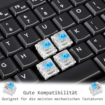 64Pcs Keyboard Switches, Mechanical Keyboard Switches, Keys 64-Pc Blue Clicky 3-Pin Pre-Lubed Full Layout Typing Gaming Upgrade 