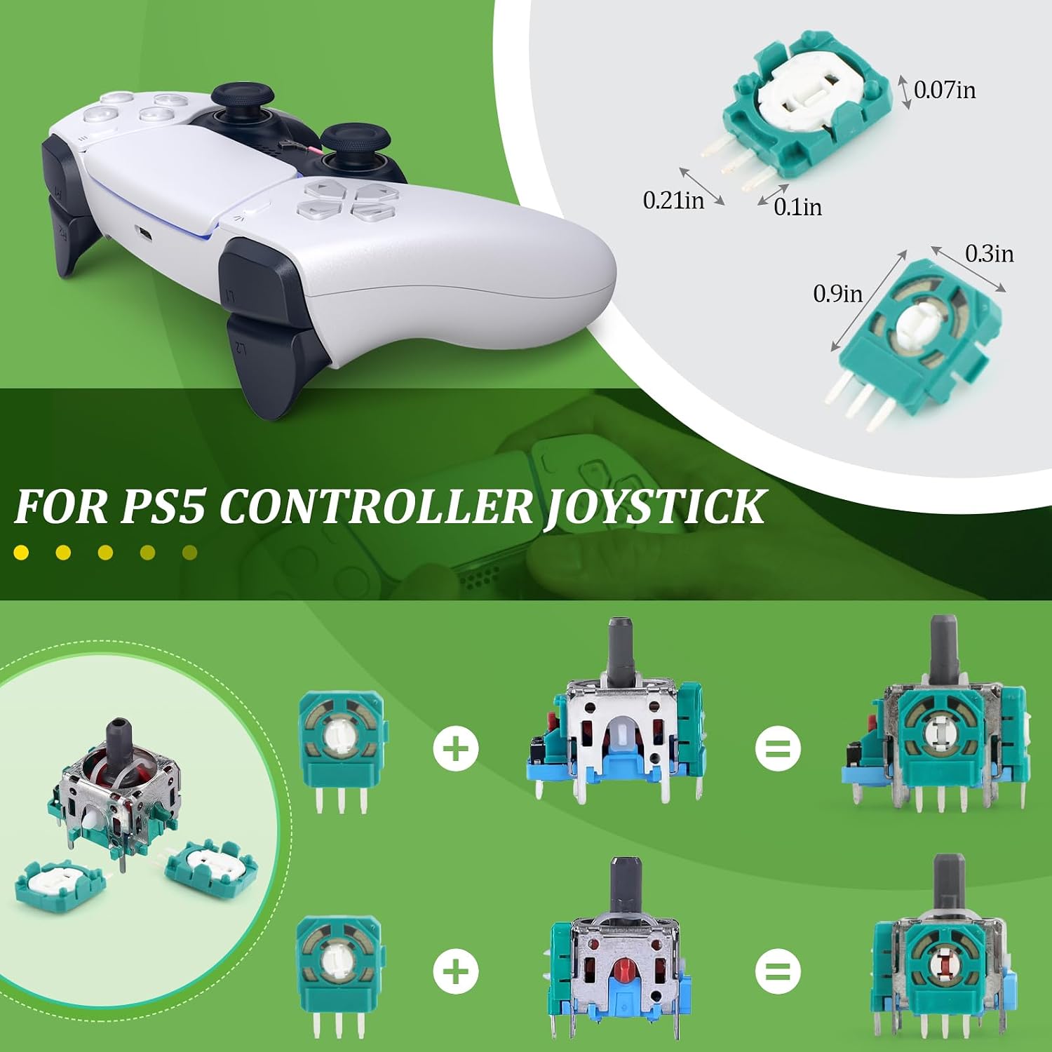 10PCS for PS5 2K3 Ohm Potentiometer Replacement for PlayStation 5 Trim Pot Resistor Thumbstick Module Sensor for ALPS Analog Joystick Accessories Repair Parts(Green) image 4