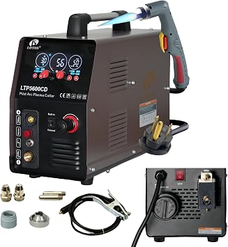 LTP5600CD 56A Drag-Cut Built-In Air Plasma Cutter 110V/220V | Touch-and-go tracking for HVAC or metal art | Slices 5/8" cleanly through rusty sheets with zero tank hassle