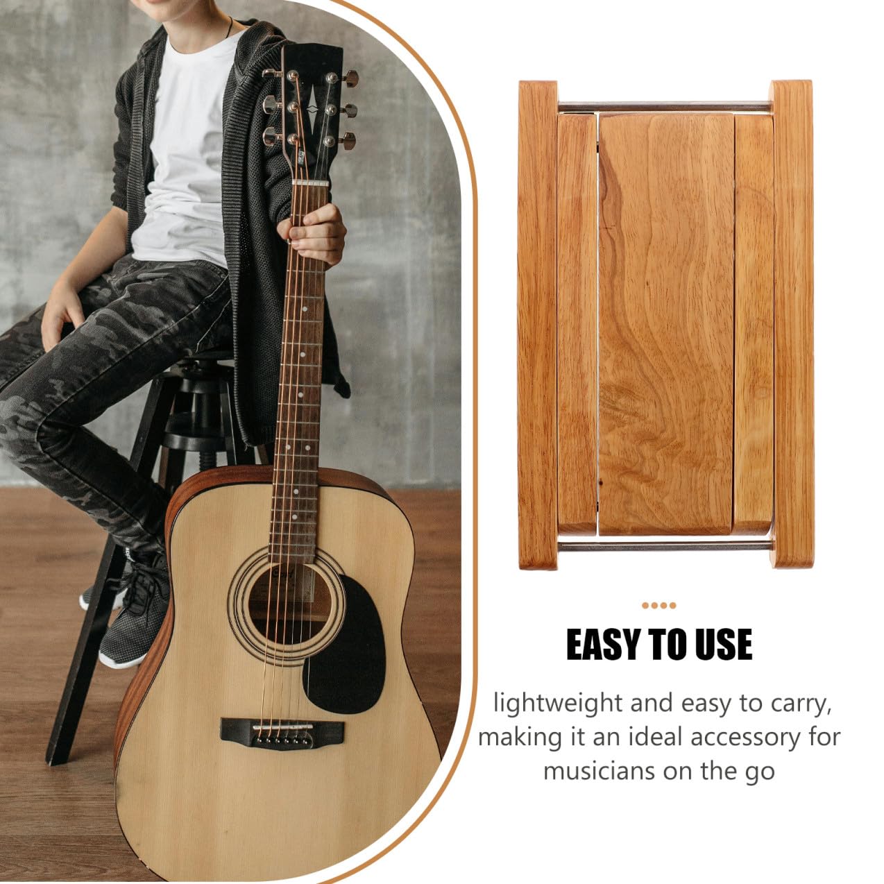 UPKOCH Poggiapiedi per Chitarra Classica in Legno, 4 Altezze, Kaki