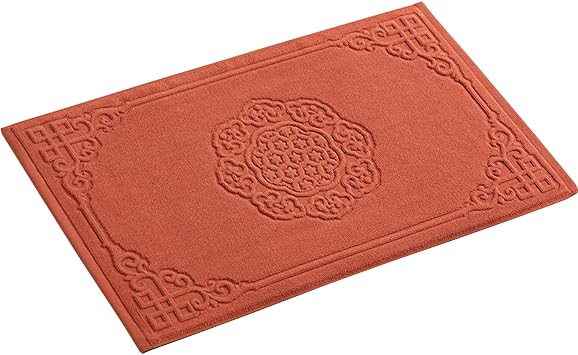 Cotton Absorbent Bathroom Rug Burnt Orange Medallion 18 x 30