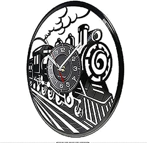 Miniatura 2 de Reloj de pared redondo de 12 pulgadas con tren de vapor hecho de auténtico disco de vinilo con motor de vapor, reloj de pared retro estilo steampunk