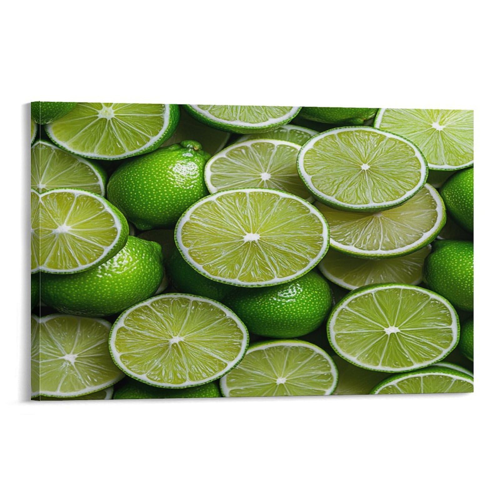 CPLVKWRQJ Fresh Lime Slices Single Vibrant Citrus Style Framed Canvas Wall Art - Kitchen Removable Wall Art Multi-Purpose Focal Point Decor 20x30inch(50x75cm)