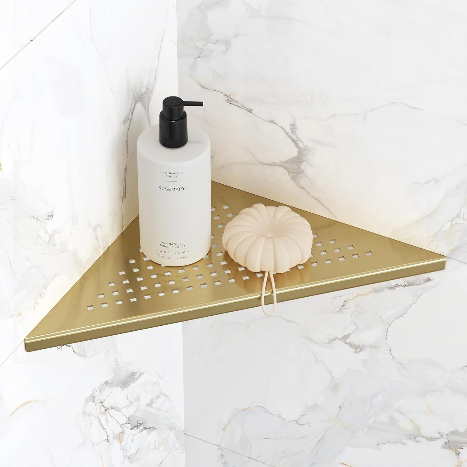 Qeke Bathroom Corner Shelf Recessed 10 Shower Shelf Caddy SUS304 Stainless Steel Shelf Wall Mount Triangular No Drilling