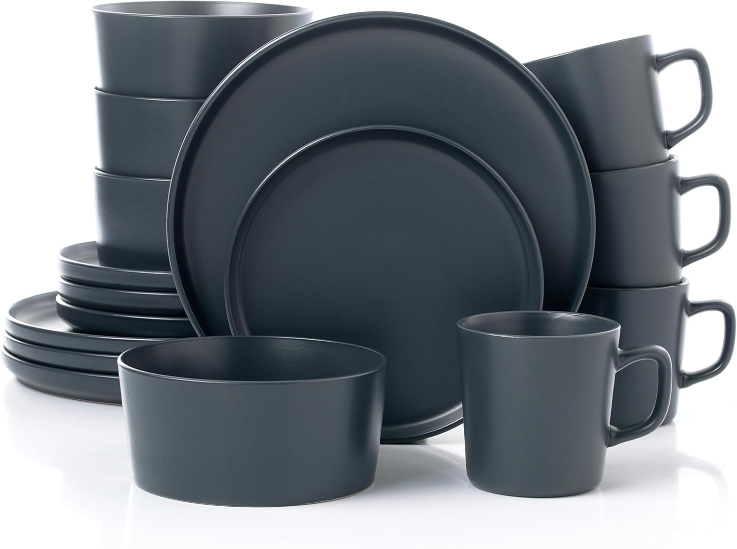 Lorren Home Trends Red Stoneware Dinnerware Set, 16 Piece, Service for 4, Microwave and Dishwasher Safe