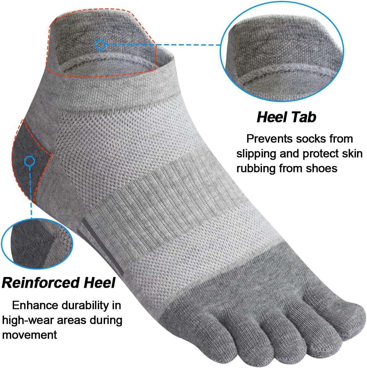 Meaiguo Men's Toe Socks Cotton Five Finger Socks Athletic Toe Socks for Running