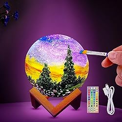 HOLA Paint Your Own Moon Lamp Kit, 2025 Update USB Rechargeable Remote Control, DIY Arts Supplies and Crafts Kit, Ages 6 7 8 9 10 11 12 13 Year Old Girls Boys Kids Birthday Gifts