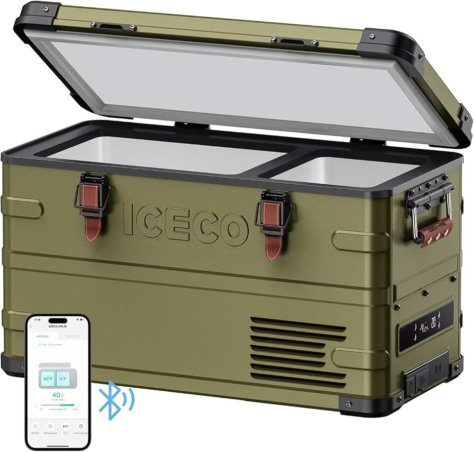 ICECO APL35 Dual Zone 12V Refrigerator, 37QT Aluminum Portable Freezer