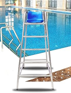Silla de salvavidas comercial roja de 3 pulgadas, taburete de observación junto a la piscina, para interiores y exteriores, playa, piscinas, silla alta para árbitros y salvavidas (72 x 82 x 120 cm