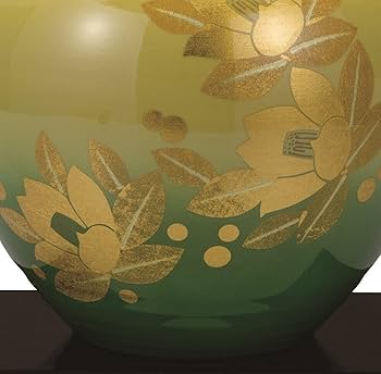 Amazon.co.jp: 【九谷焼】 8号花瓶 釉裏金箔彩山茶花 木箱入り