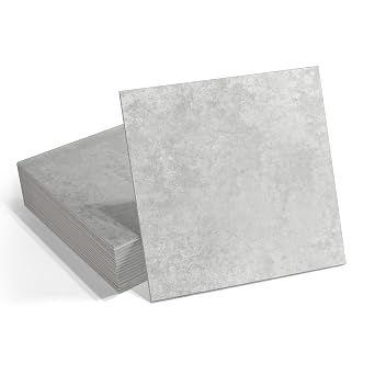 16-Pack Peel and Stick Floor and Wall Tile for Kitchen Bathroom, 9" x 9" Stone Composite Self Adhesive Vinyl Flooring Gray Cement Looks Waterproof Backsplash Tile, Covers 9.12 Sq Ft.