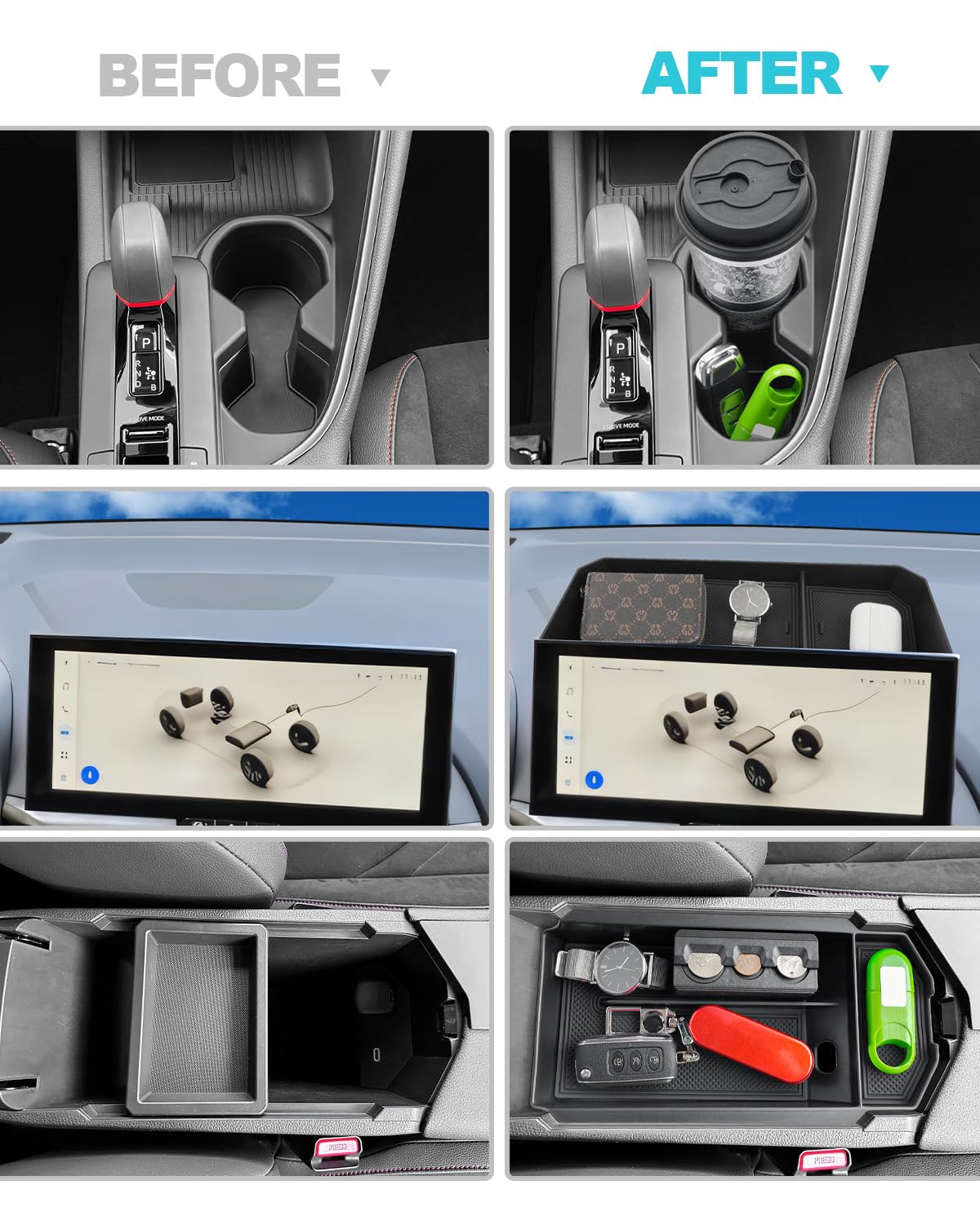 CDEFG Kompatybilny z Toyota C-HR CHR 2024 2025, konsola środkowa, organizer i uchwyt na napoje, pudełko do przechowywania, konsola samochodowa CHR Hybrid 2025, akcesoria [3 sztuki]