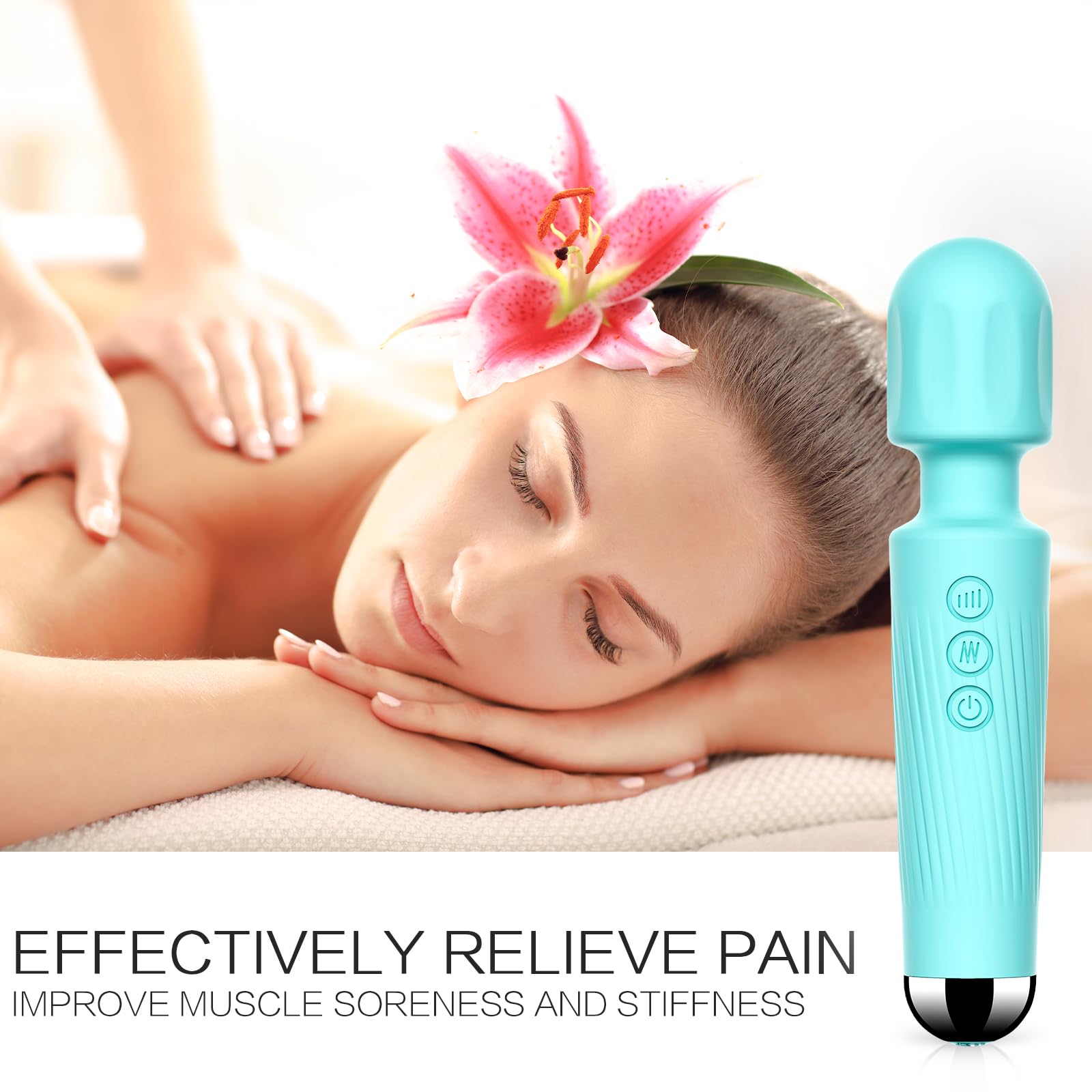 Vibrator Wand,Adult Sex Toy Wand, G Spot Dildo, Clit Vibrator, Sex Vibrators,Clitoris Stimulation,with 8 Speeds & 20 Patterns,Fully Waterproof,Vibrating Wand for her Pleasure (Rose Red): Large Blue