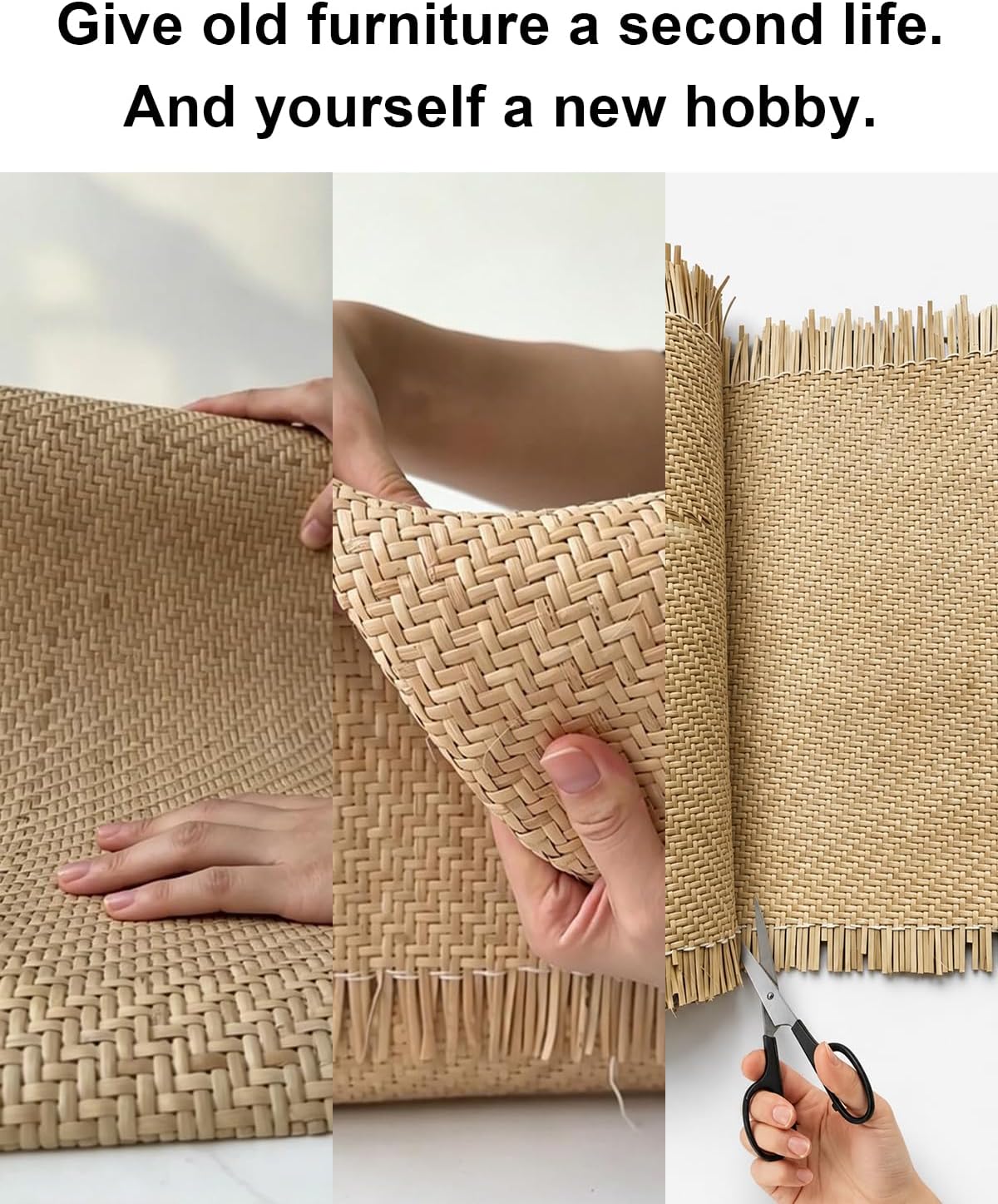 Glasaort 16" x 16.6FT Natural Cane Webbing V Shape Rattan Webbing Roll for Caning Projects Woven Mesh Cane Rattan Material Sheet for Furniture, Chair, Cabinet, Ceiling, Bed, Basket, Door, Brown