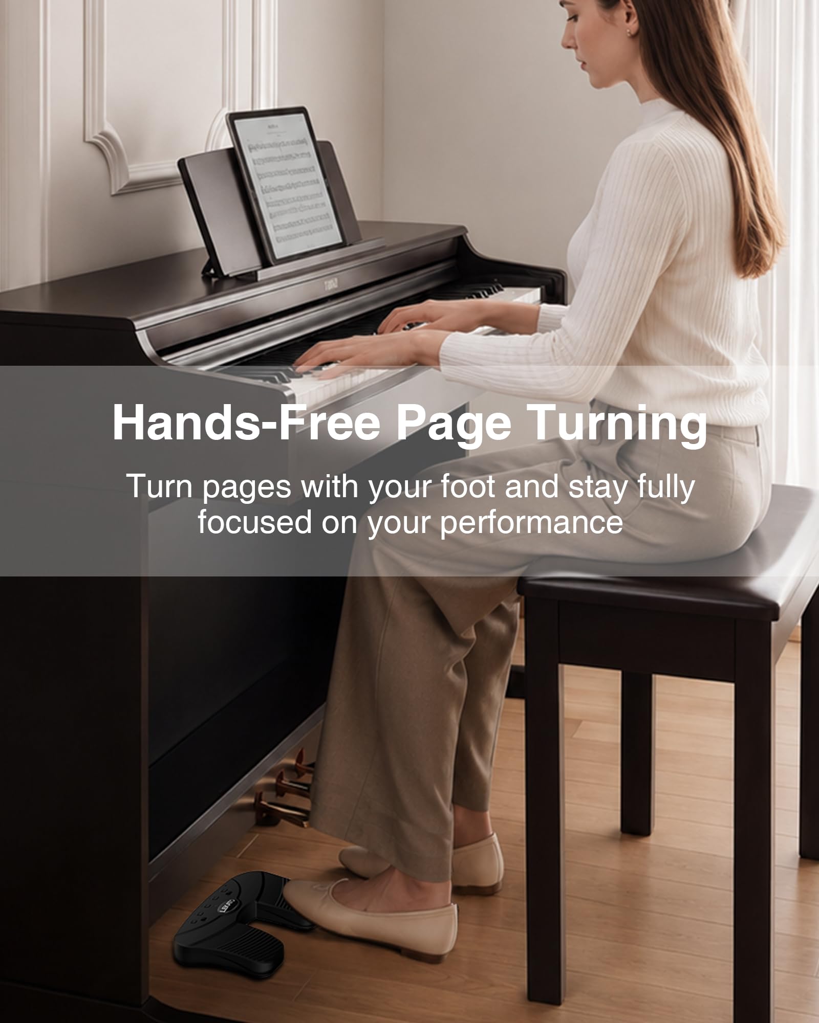 LEKATO Bluetooth Page Turning Pedale Silenzioso Partizioni Pagina Turner Pedale per Tablet e Telefono
