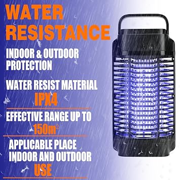 Bug Zapper, 4200V Insect Pest Fly Killer, Electric Mosquito Zapper for Indoor and Outdoor 18W, Waterproof Mosquito Killer for Flying Insect Control Lamp, Outdoor & Indoor Mosquito Killer Lamp