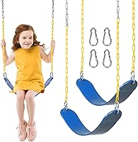 Decorlife 2-Pack Blue Swing Seats for Swing Sets - 330lb Capacity, Anti-Slip EVA Seats, Coated Chains & Snap Hooks for Kids Adults Backyard Play